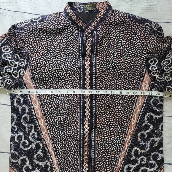 Lotus Size EST M	Mixed Pattern Long Sleeve Button Up Mandarin Collar Elegant - Picture 4 of 9